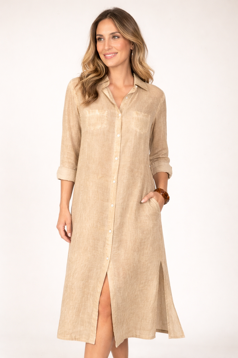 CAFTÁN LARGO ANGELINA COLOR BEIGE 2